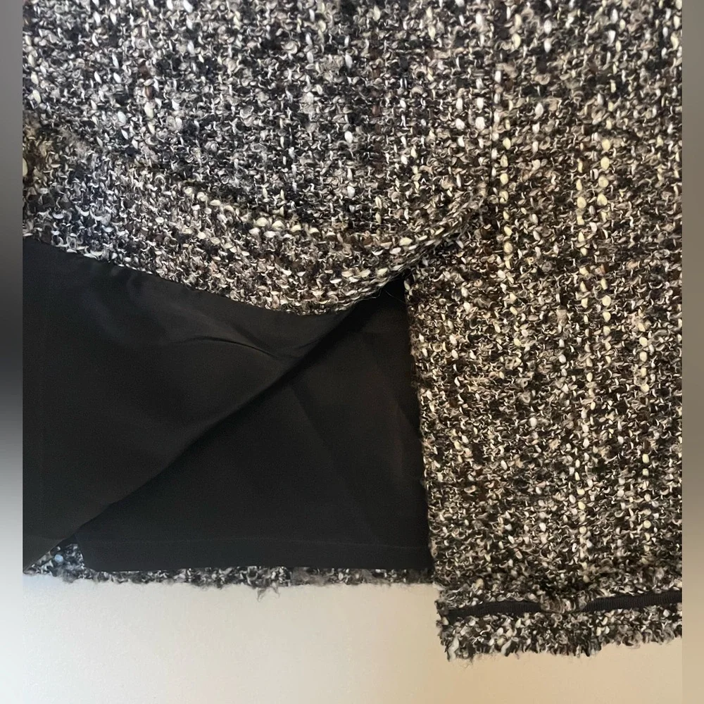 Talbots Black White Wool Blend Tweed Pencil Skirt Size 8